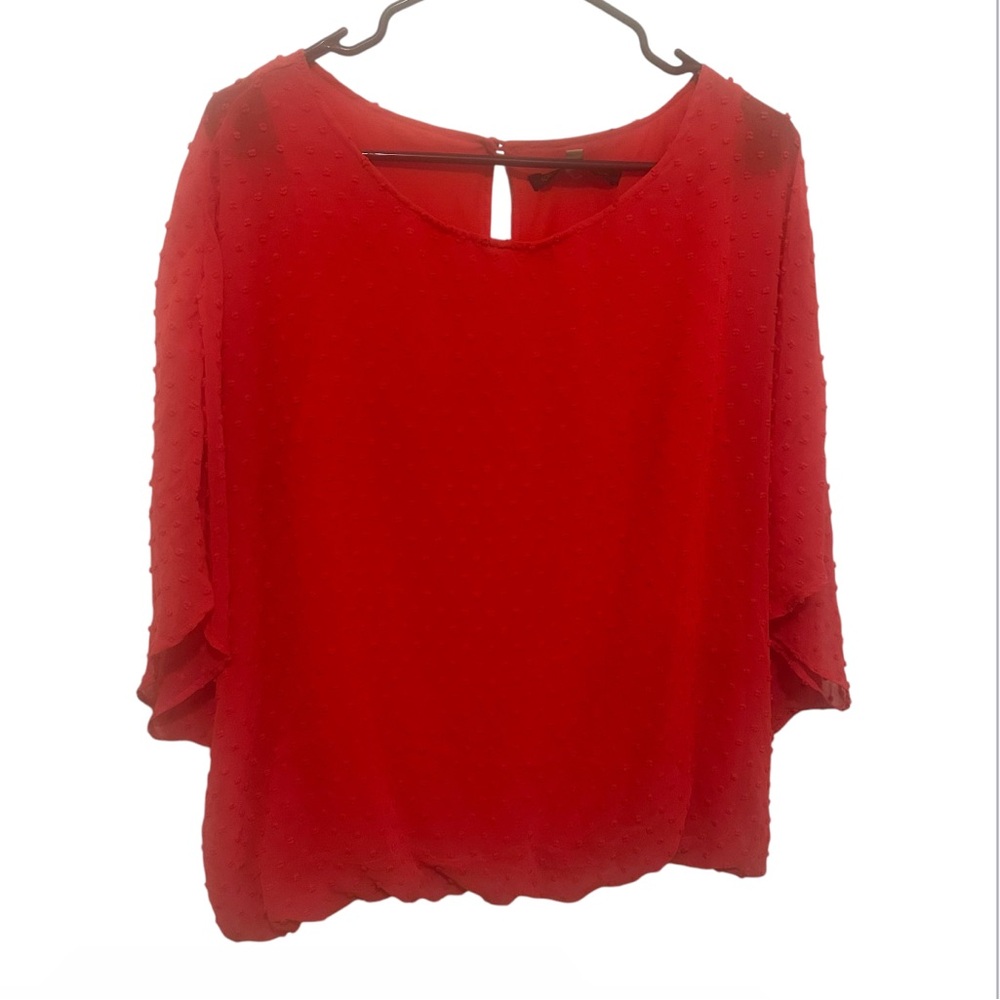 Rose & Olive Elegant Red Orange Women's Top preowned size Large